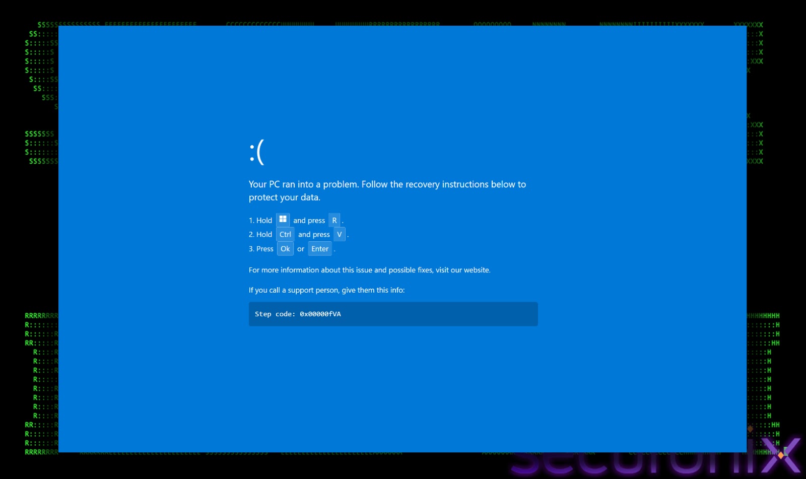 Ψεύτικη οθόνη σύγκρουσης (Πηγή - Securonix)